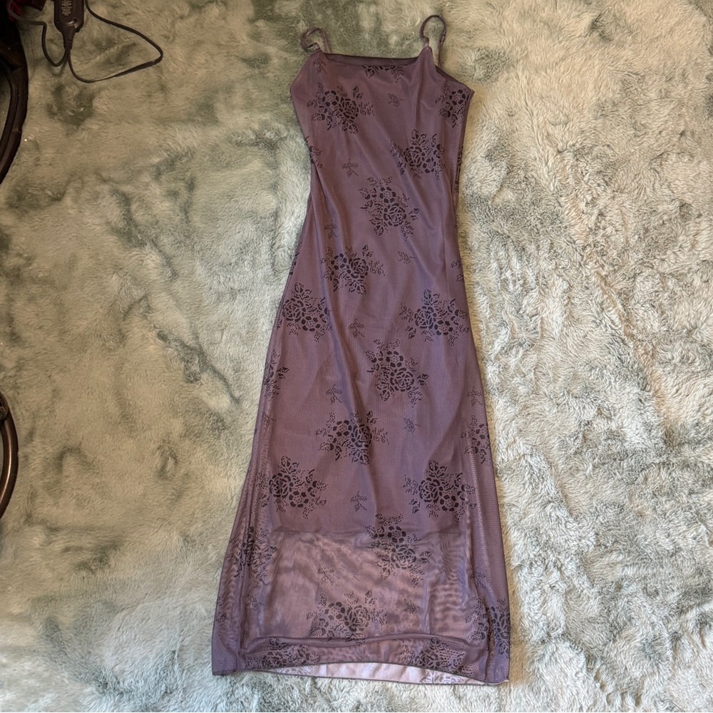 Floral dark purple mesh dress Medium (fits like xs or small)